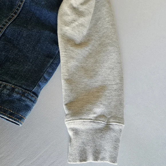 Kids Denim Hooded Jacket - Blue and Light Gray - Picture 13 of 16